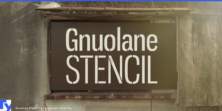 Gnuolane Stencil typeface specimen