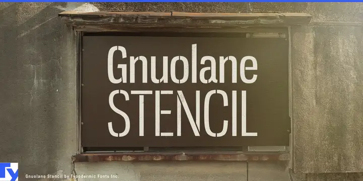 Gnuolane Stencil typeface specimen