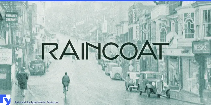 Raincoat typeface specimen