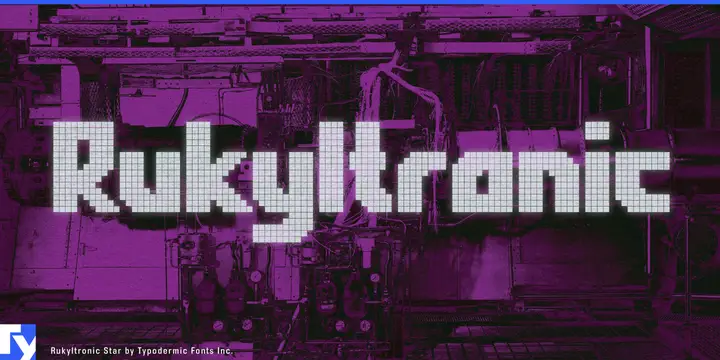 Rukyltronic typeface specimen