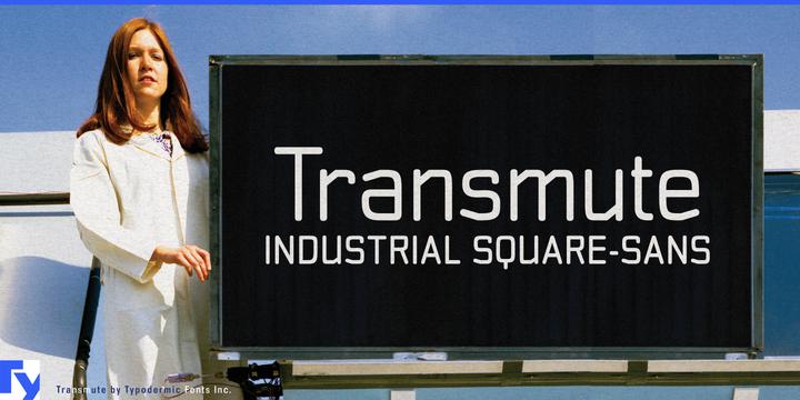 Transmute typeface specimen