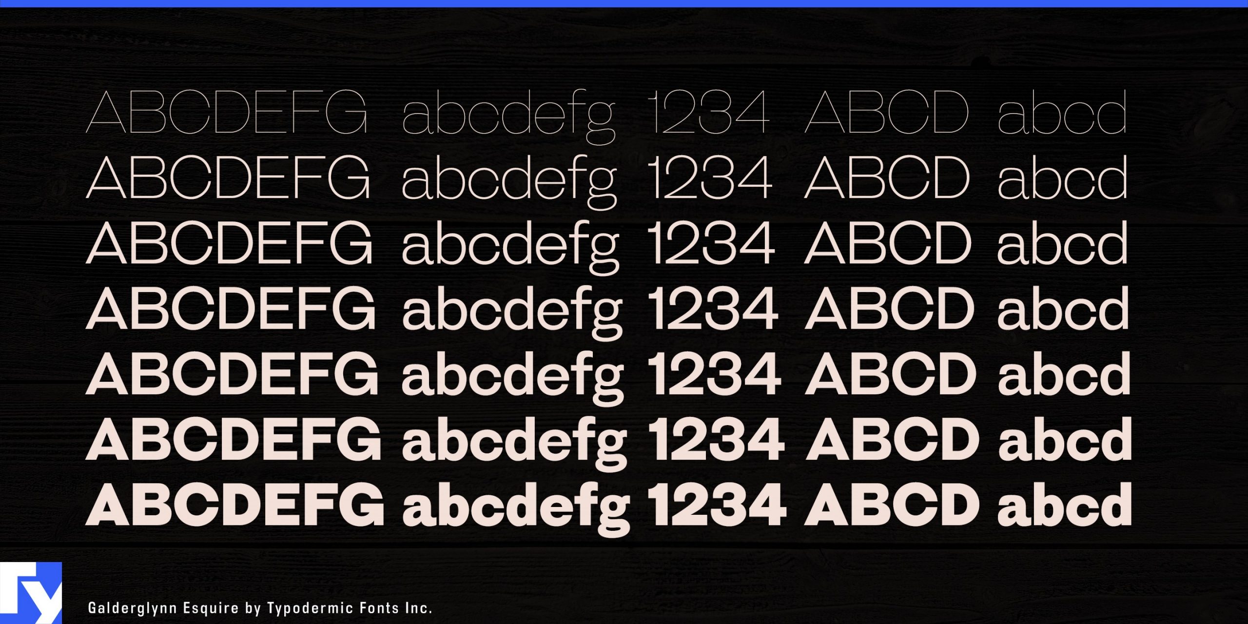 Seven Weights and Italics: Galderglynn Esquire Typeface Providing Abundant Design Options