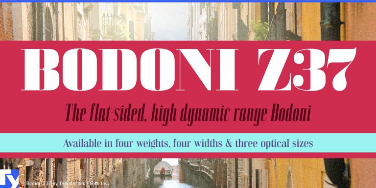 Deco Design with a Twist: Bodoni Z37 Typeface for Headlines and Posters
